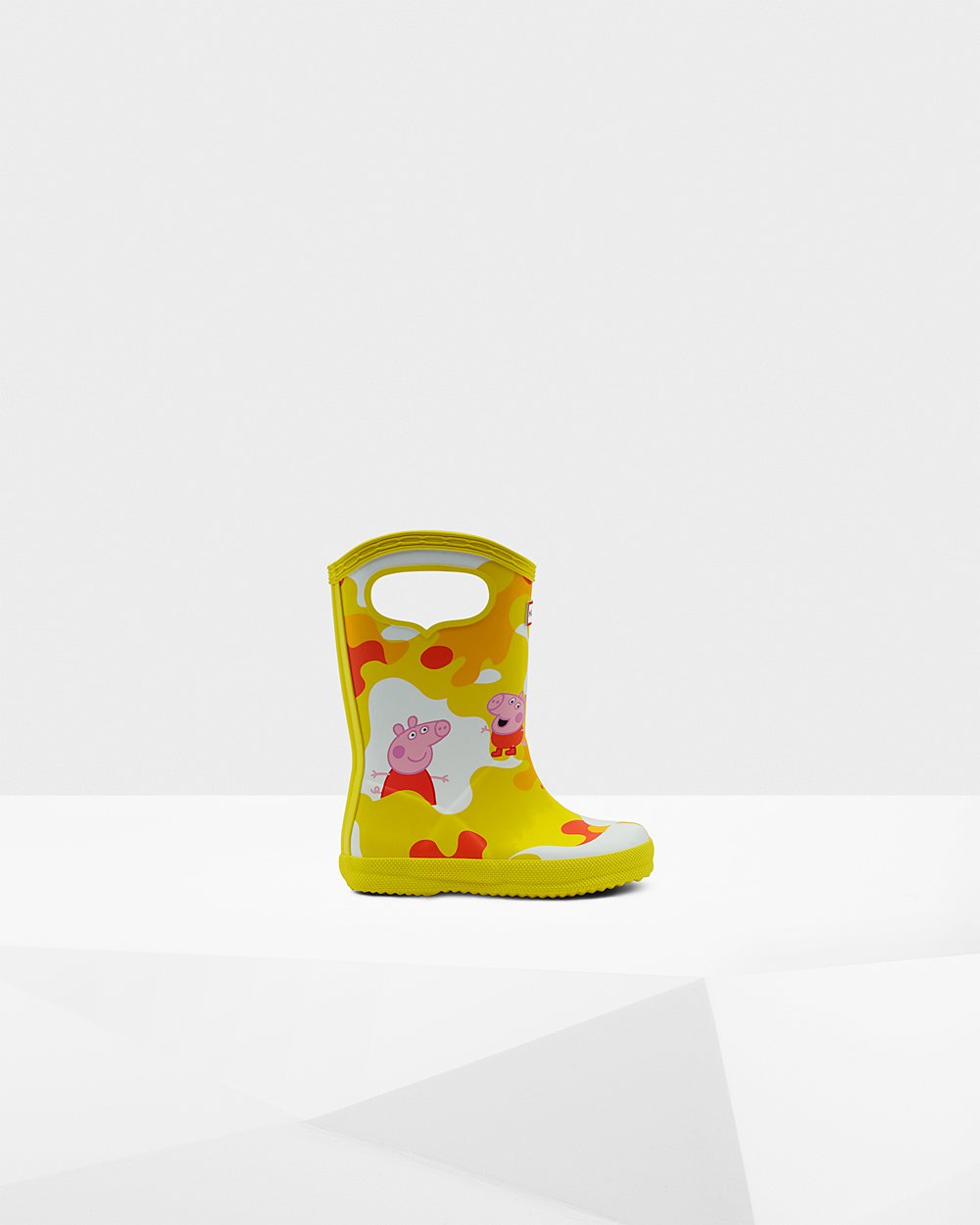 Kids Hunter Original First Peppa Pig Grab Handle | Rain Boots Yellow | NZ-95172-JSTI